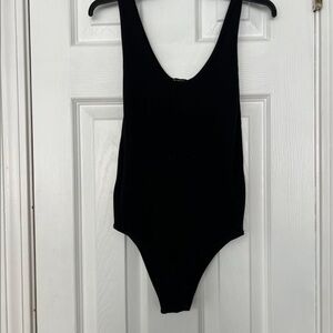 Zara Black Ribbed Bodysuit (Women's Size M-L)